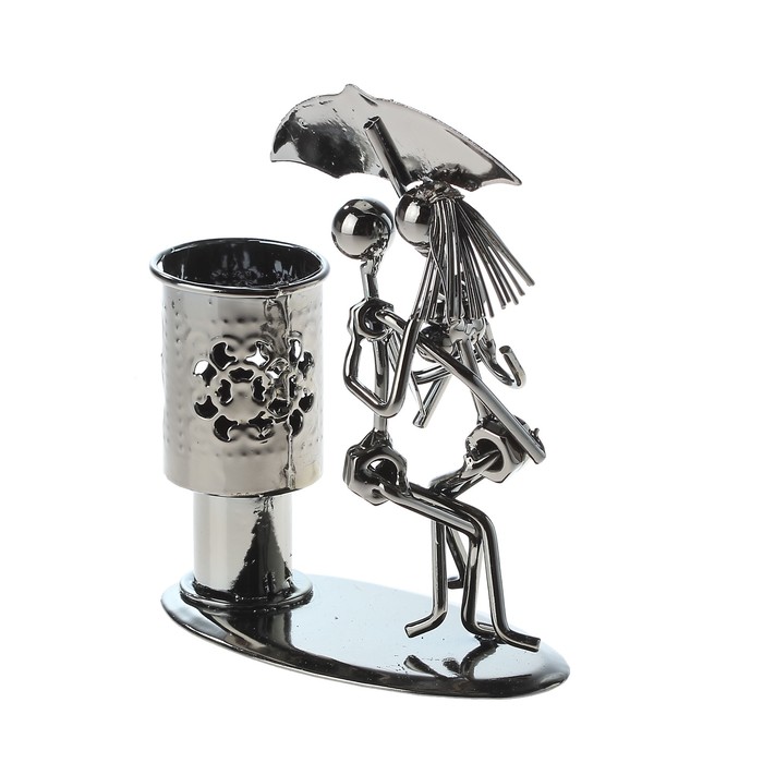 Сувенир металл карандашница "Парочка под зонтом" МИКС 15,5х13,5х6,5 см