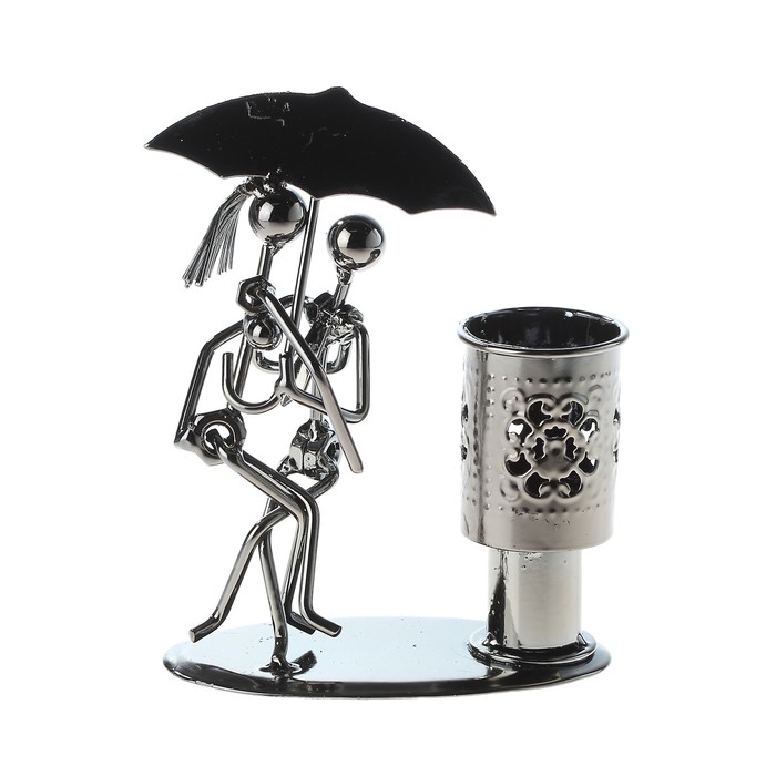 Сувенир металл карандашница "Парочка под зонтом" МИКС 15,5х13,5х6,5 см