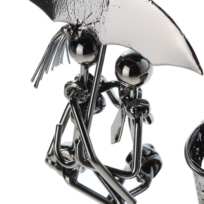 Сувенир металл карандашница "Парочка под зонтом" МИКС 15,5х13,5х6,5 см