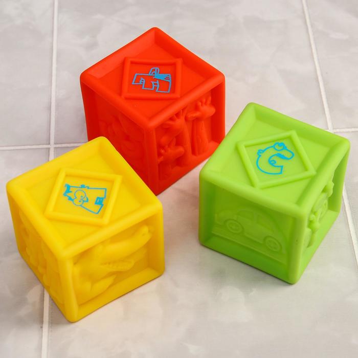 Набор игрушек для ванны «Кубики и зверята», 5 шт.