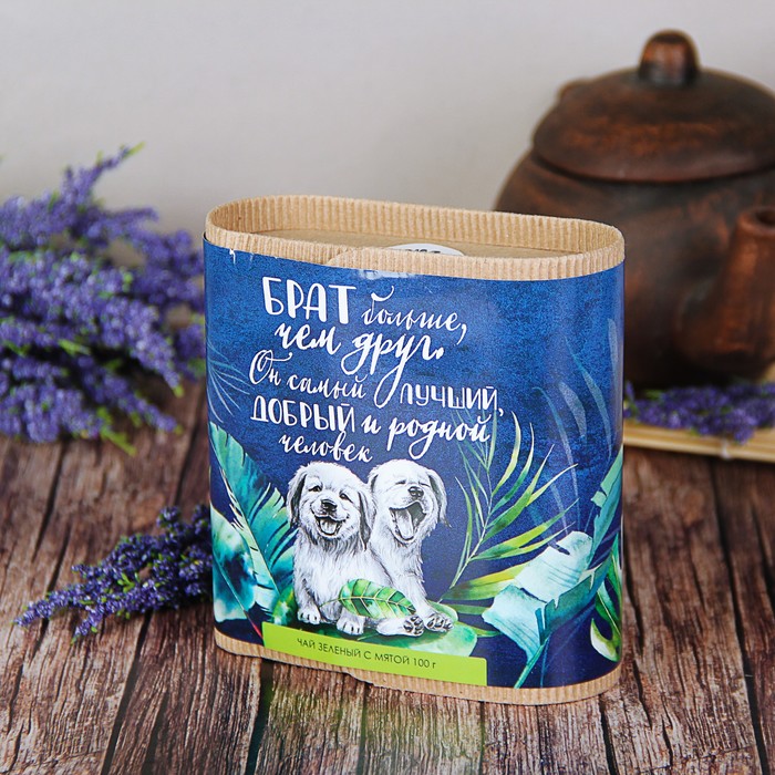 Чай зеленый с мятой в тубусе "Брат", 100 г