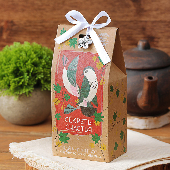 Черный чай клубника со сливками "Секреты счастья", 50 г