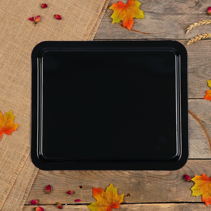 Поднос «Цветы», чёрный фон, 36х30 см, ручная роспись