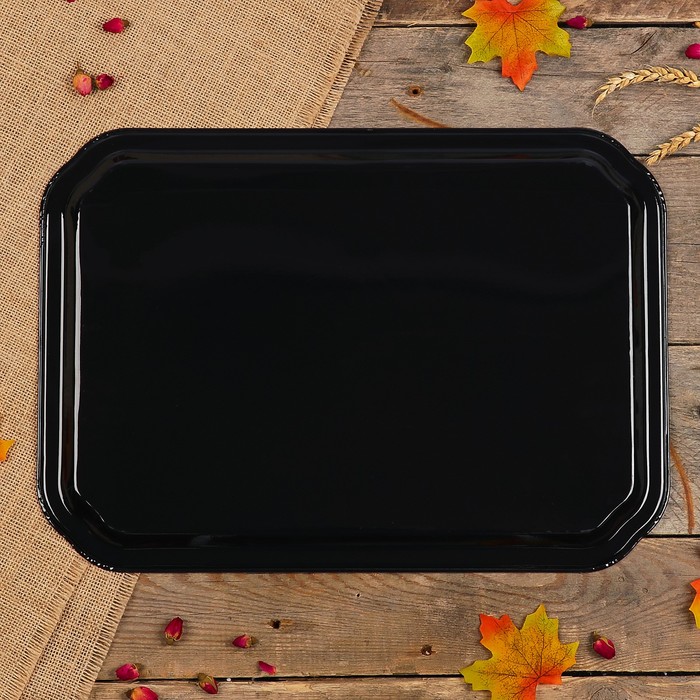 Поднос «Цветы», бордовый фон, 45х32 см, ручная роспись