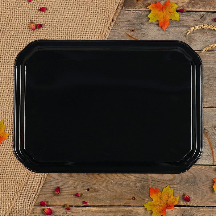 Поднос «Цветы», бордовый фон, 45х32 см, ручная роспись