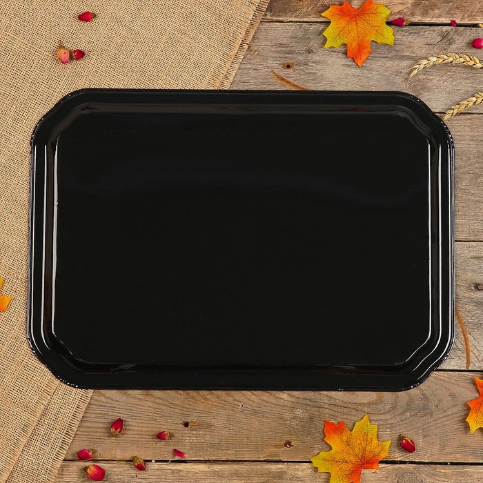 Поднос «Цветы», синий фон, 45х32 см, ручная роспись