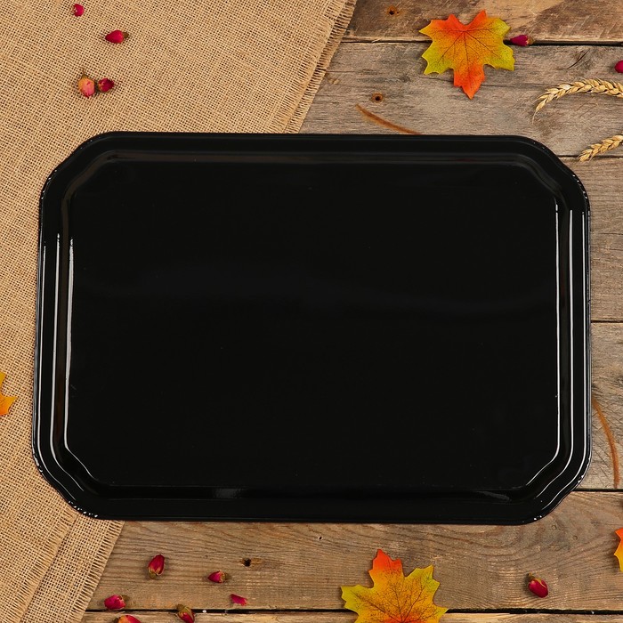 Поднос «Цветы», голубой фон, 45х32 см, ручная роспись