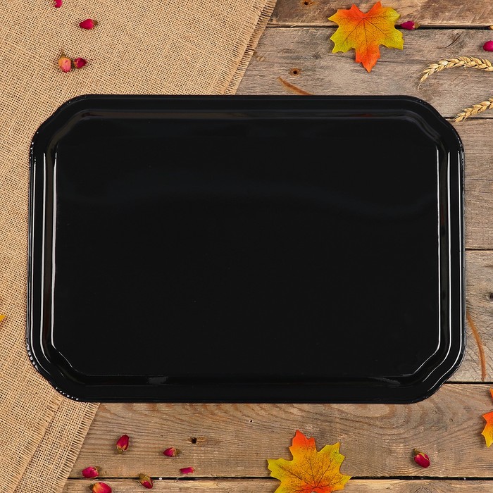 Поднос «Цветы», зелёный фон, 45х32 см, ручная роспись