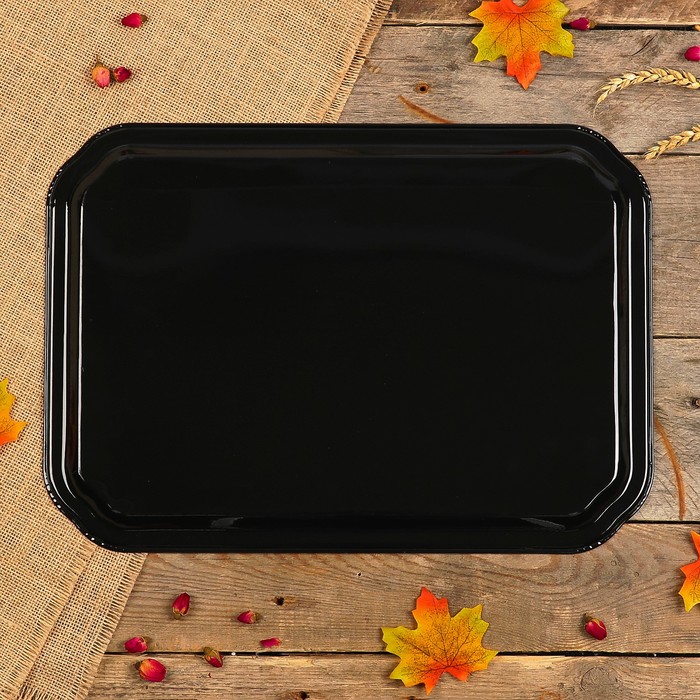 Поднос «Цветы», голубой фон, 45х32 см, ручная роспись