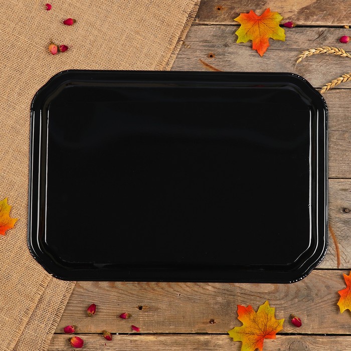 Поднос «Цветы», бордовый фон, 45х32 см, ручная роспись