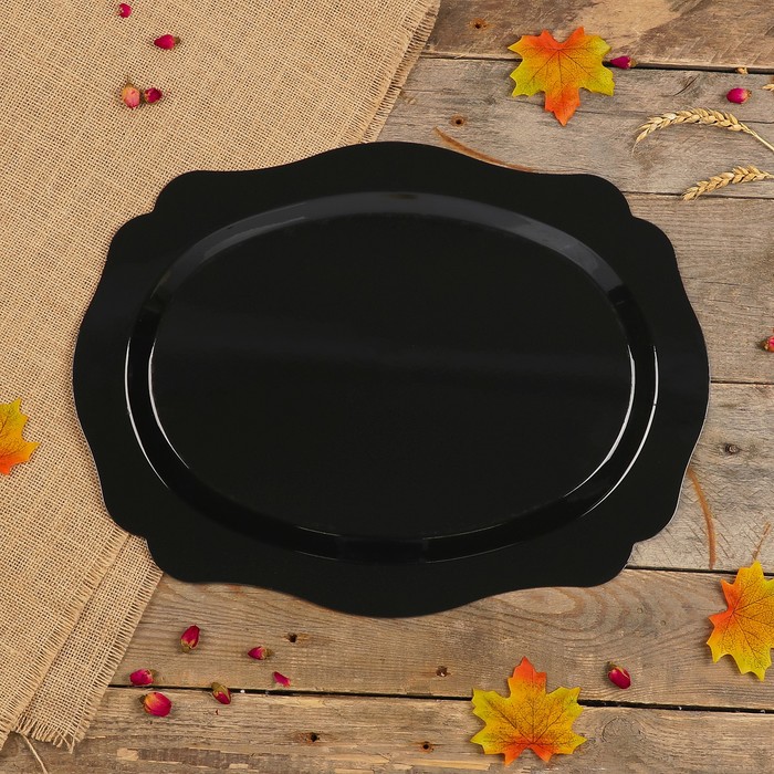 Поднос «Цветы», зелёный фон, 46х35 см, ручная роспись