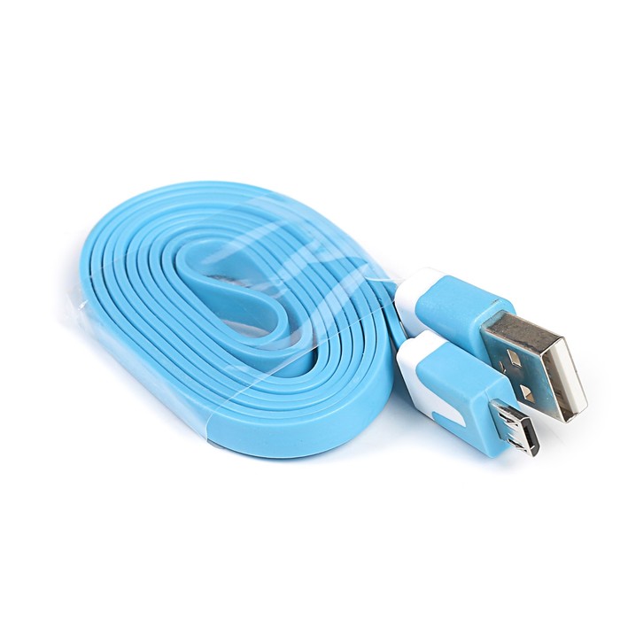 Провод для зарядки и передачи данных GAL 2622BL, USB - micro USB, 1м, плоский, синий