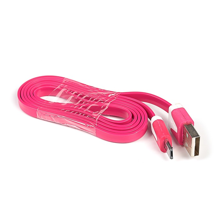 Провод для зарядки и передачи данных GAL 2622PR, USB - micro USB, 1м, плоский, пурпурный