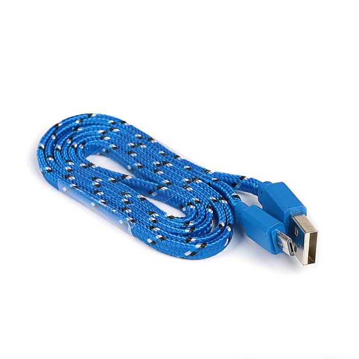 Провод для зарядки и передачи данных GAL 2636BL, USB-micro USB, 1м, плоский, ткан., синий
