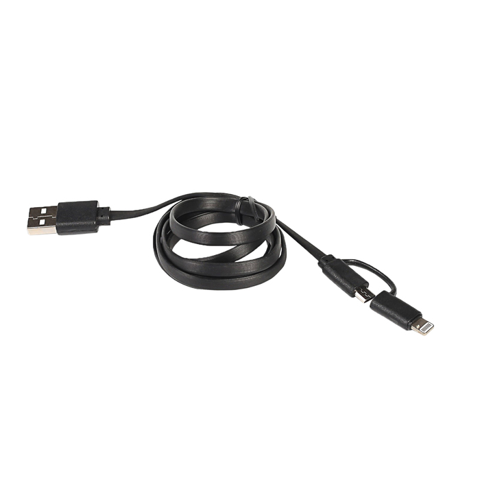 Провод для зарядки и передачи данных GAL 2644BK, 2 в 1 USB -8pin/micro USB, 1 м, черный