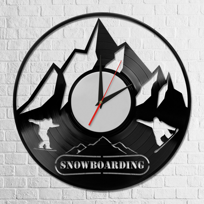 Часы из виниловой пластинки "Сноуборд"