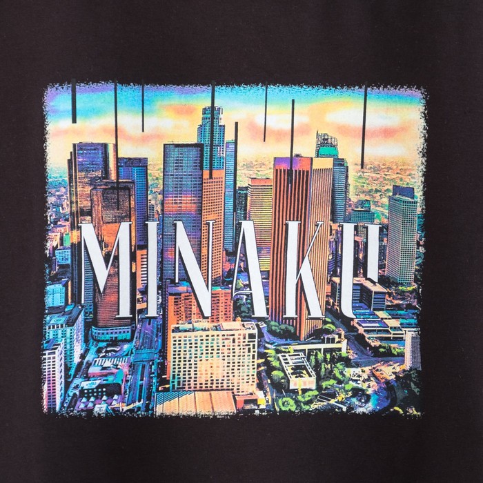 Футболка женская удлиненная MINAKU, "Город", размер 52, цвет чёрный
