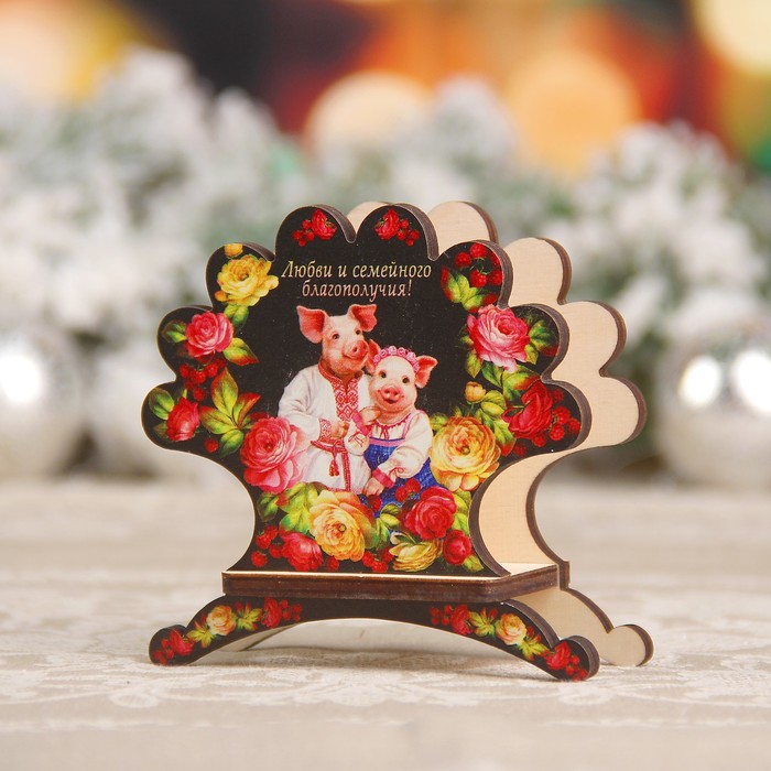 Салфетница «Свинки в пионах», 10×10,5×4 см