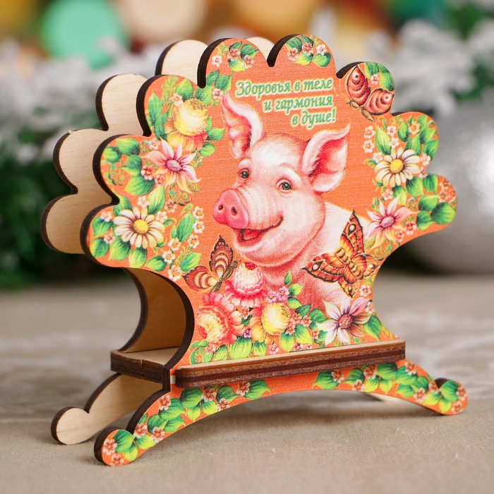 Салфетница «Свинка», здоровья в теле, 10×10,5×4 см