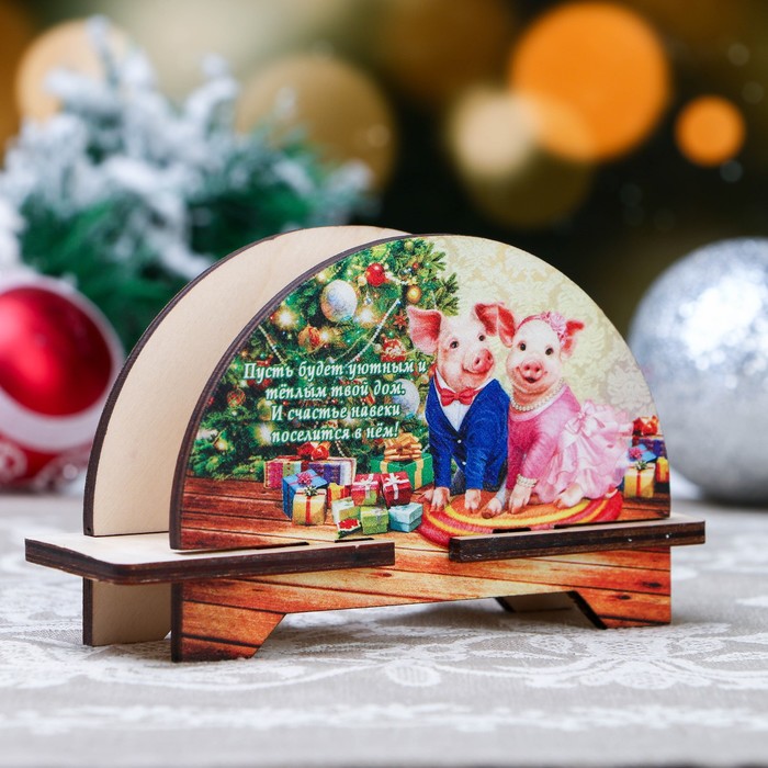 Салфетница «Хрюши под ёлкой», 8×11,5×4 см