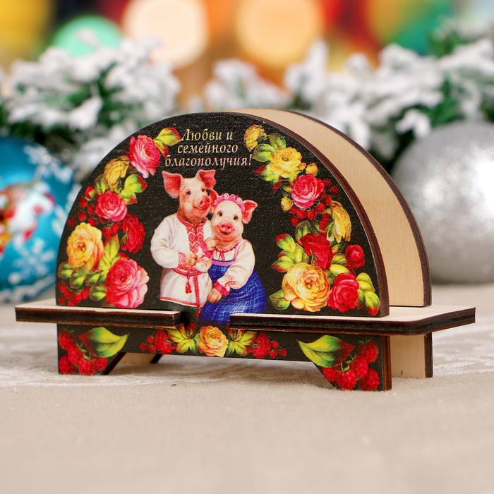 Салфетница «Свинки в пионах», 8×11,5×4 см