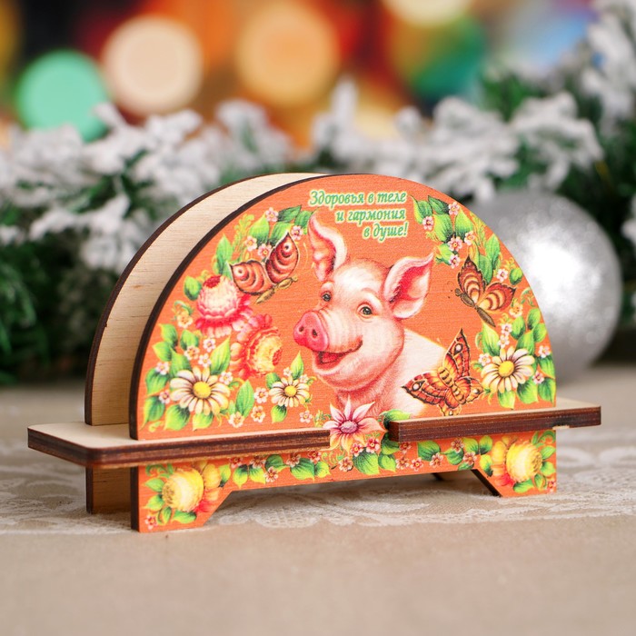 Салфетница «Свинка», здоровья в теле, 8×11,5×4 см