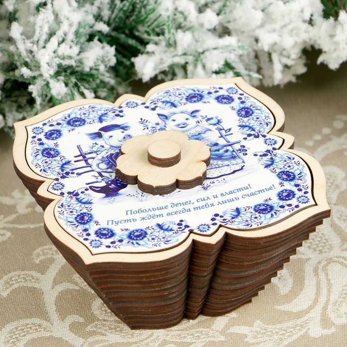 Сахарница «Свинки», гжель, 12,5×12,5 см, 330 мл