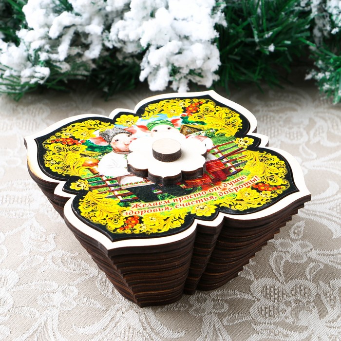 Сахарница «Свинки», хохлома, 12,5×12,5 см, 330 мл