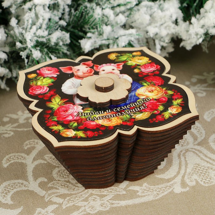 Сахарница «Свинки в пионах», 12,5×12,5 см, 330 мл