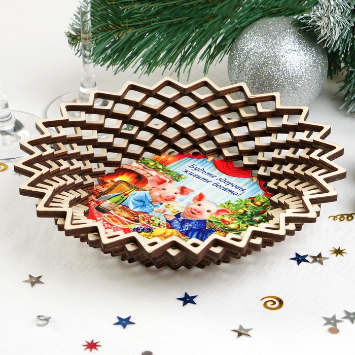 Сухарница «Хрюши за столом», 20×20×4 см