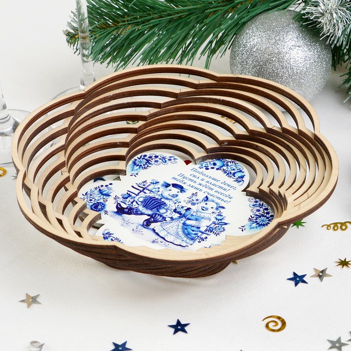 Сухарница «Свинки», гжель, 19,5×19,5×4 см