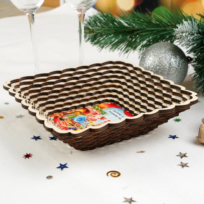 Сухарница «Хрюши за столом», 17,5×17,5×4 см