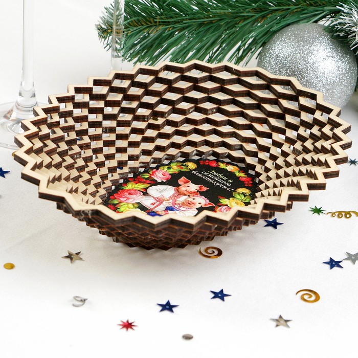 Сухарница «Свинки в пионах», 22×18,5×4 см