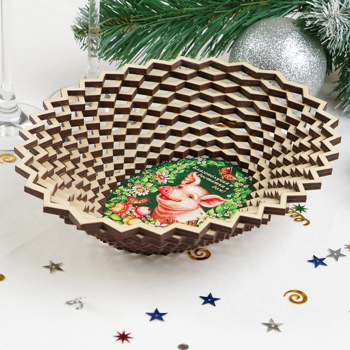 Сухарница «Свинка», благополучия и достатка в дом!, 22×18,5×4 см