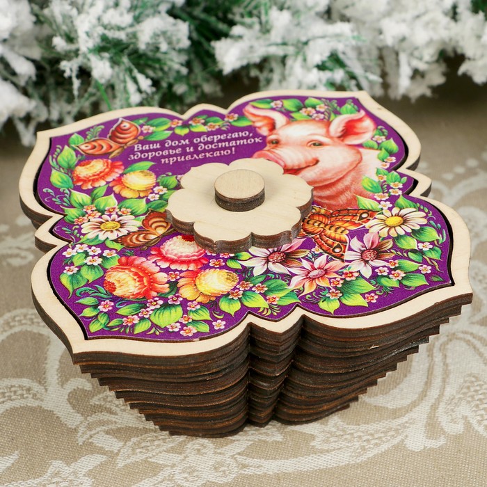 Сахарница «Свинка», ваш дом оберегаю, здоровье и достаток привлекаю!, 12,5×12,5 см, 330 мл