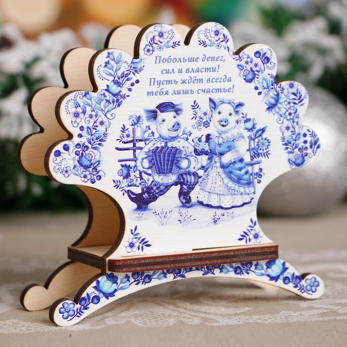 Салфетница «Свинки», гжель, 10×10,5×4 см