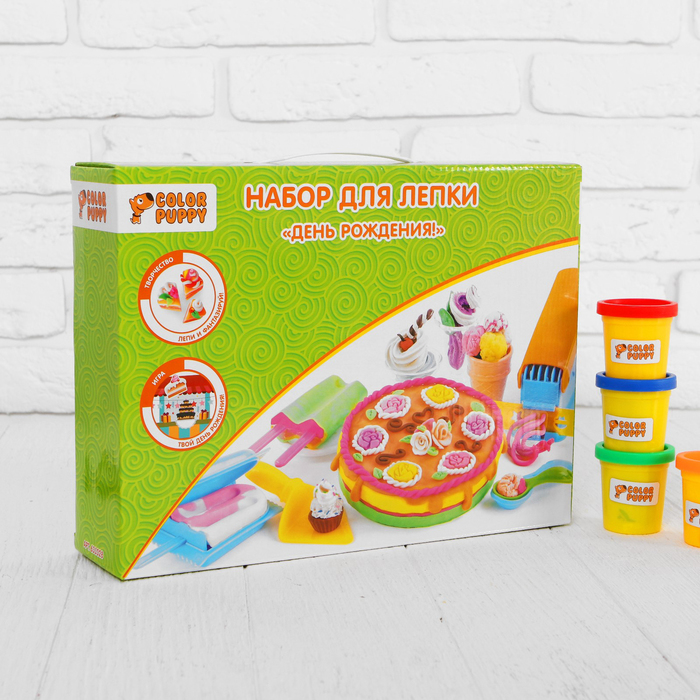 Набор для лепки "День рождения!", тесто 250 г, аксессуары