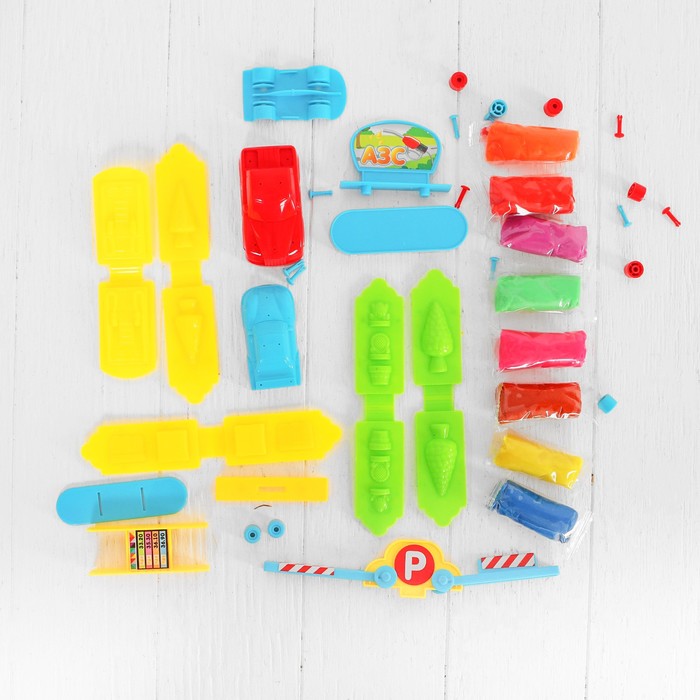 Набор для лепки "Автогородок", тесто 240 г, аксессуары