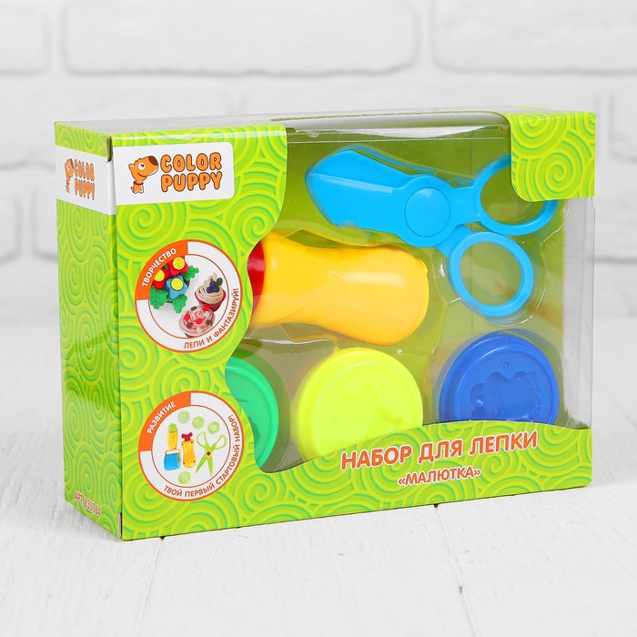 Набор для лепки "Малютка", тесто 90 г, аксессуары, МИКС