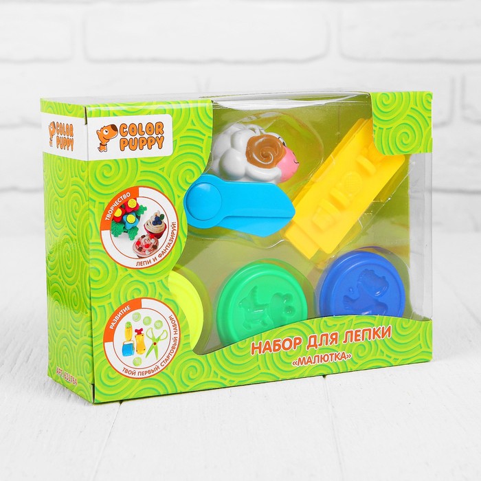 Набор для лепки "Малютка", тесто 90 г, аксессуары, МИКС