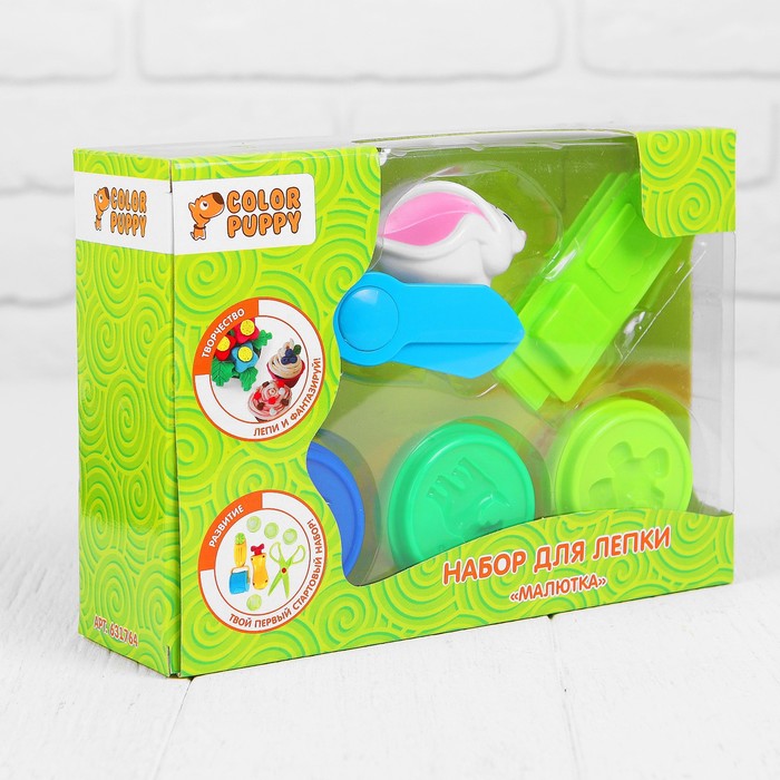 Набор для лепки "Малютка", тесто 90 г, аксессуары, МИКС