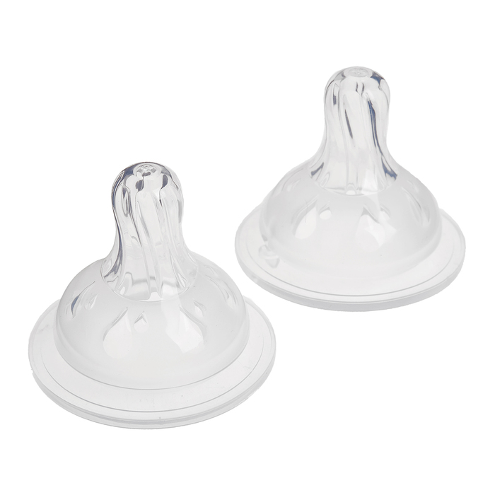 Соски силиконовые, широкое горло, набор 2 шт. + контейнер, цвет голубой