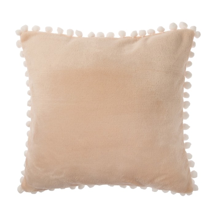 Наволочка "Этель" беж, р-р 40 х 40 см, с бомбошками, 100% П/Э, велсофт