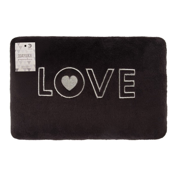 Подушка "Этель" LOVE чёрная, р-р 40 х 30 см, 100% П/Э, велсофт