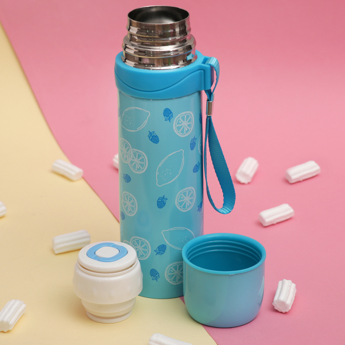 Термос 500 мл Fruit stream, 201 нерж сталь, 8 ч, микс фруктов и цветов, 7.5х24 см