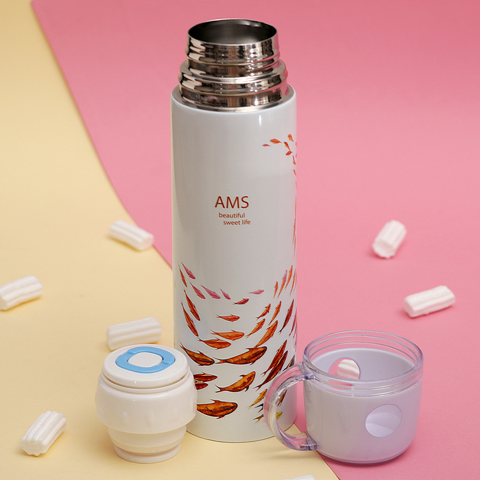 Термос 500 мл Nature, 201 нерж сталь, держит тепло 8 ч, микс, 7.5х24 см