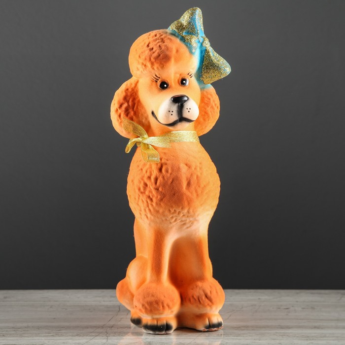 Копилка "Собака Пудель", флок, рыжий