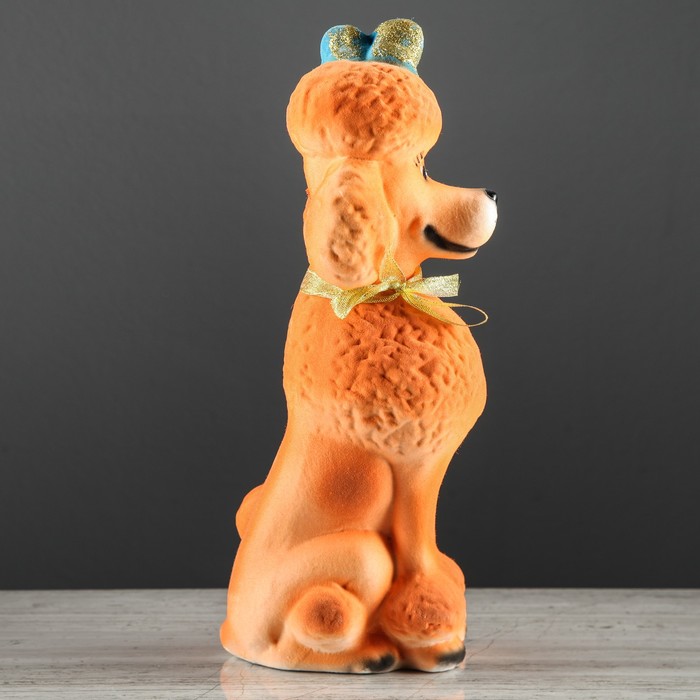 Копилка "Собака Пудель", флок, рыжий