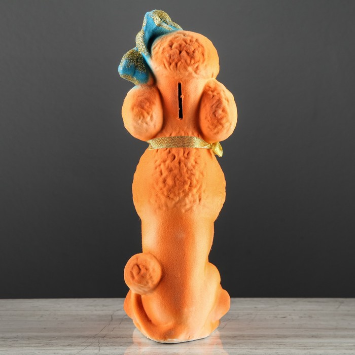 Копилка "Собака Пудель", флок, рыжий