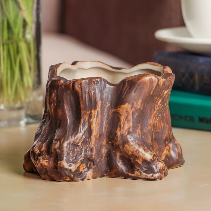 Кашпо керамическое "Пенёк" 13*12*9 см